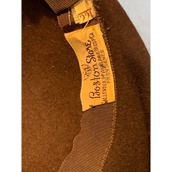 Ladies Brown Hat with Beaded Flowers and Netting by Boston Store Sz 22.5 - Picture 8 of 9